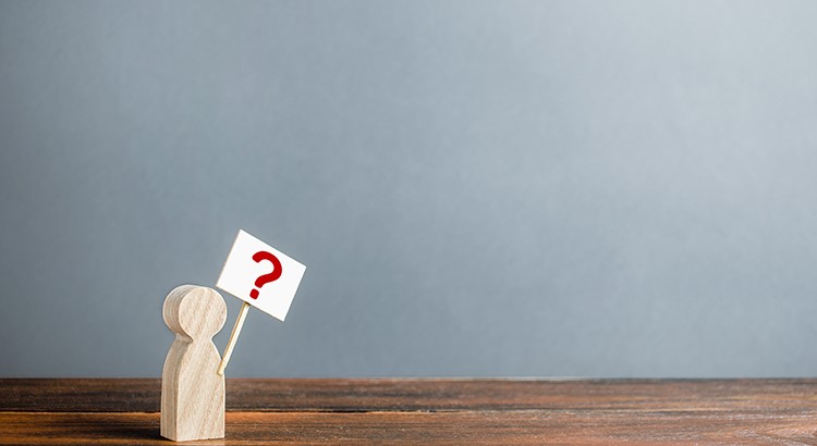 Wood figure with question mark